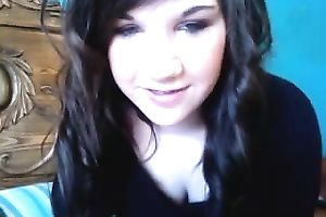 Cute brunette hair legal age teenager teases me on web camera and masturbates
