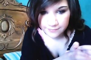 Cute brunette hair legal age teenager teases me on web camera and masturbates