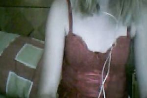 Lustful web camera sweetheart in red negligee pets her chunky hairless love tunnel