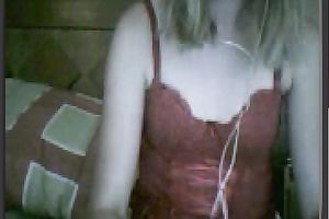 Lustful web camera sweetheart in red negligee pets her chunky hairless love tunnel