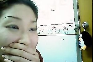 Skinny and charming youthful Asian playgirl masturbates