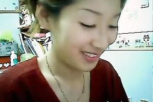 Skinny and charming youthful Asian playgirl masturbates