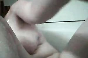 Selfie of my teeny bulky girlfriend masturbating with vibrator in bathtub