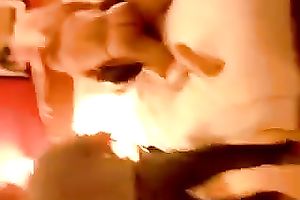 Sextractive light-haired slut enjoys participation in Male+Male+Female 3some