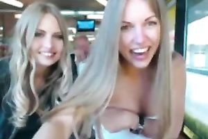 Shameless golden-haired hottie takes her garments in a local bar