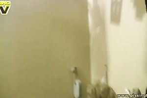 Lewd non-professional brunette hair nympho pisses and washes her silky body