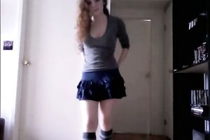 Cute brunette hair white bitch was dancing for me while showing off her worthwhile small love muffins