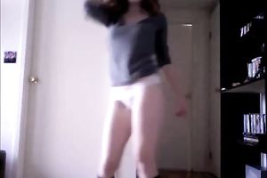 Cute brunette hair white bitch was dancing for me while showing off her worthwhile small love muffins