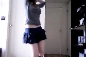 Cute brunette hair white bitch was dancing for me while showing off her worthwhile small love muffins