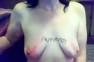 Trashy cam slut furiously spanked her saggy milk sacks