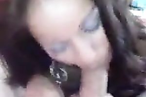 My well-stacked dark brown girlfriend blows my knob and rides it