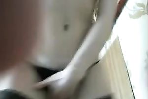 Sexy slim brunette hair undresses and dildos her the one and the other holes on livecam