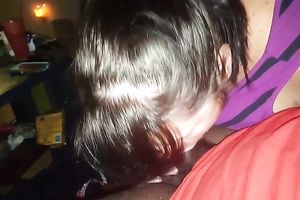 Mature brunette hair pale wife gave my dark ally a terrific evening fellatio