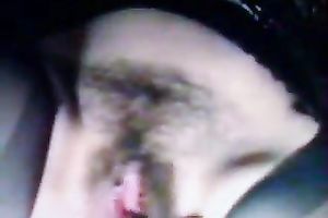 Slutty golden-haired horny white wife implores me to finger fuck her bushy cunt