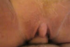 The pink knob of my boyfriend going in my bald cooch