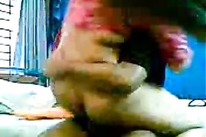 Lewd bootyful dilettante Indian brunette hair rides her hubby's tool