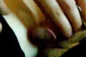 Korean petite brunette hair girlfriend jerking off my shlong