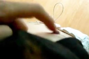 Korean petite brunette hair girlfriend jerking off my shlong