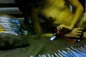 Just a slender Asian dark brown doxy on webcam masturbating