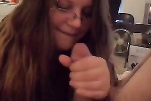 Long haired gal feels the vibe and sucks my buddy's bulky large cock nonstop