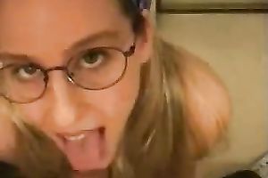 Sexy golden-haired gives the best oral stimulation and receives corpulent spunk flow