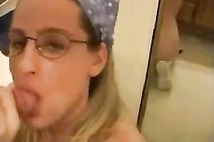 Sexy golden-haired gives the best oral stimulation and receives corpulent spunk flow