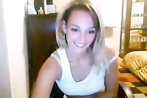 Amazing non-professional golden-haired haired nympho posed in her white underware