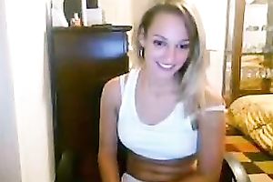 Amazing non-professional golden-haired haired nympho posed in her white underware