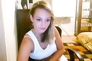 Amazing non-professional golden-haired haired nympho posed in her white underware