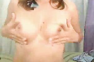 Cheerful brown haired mother I'd like to fuck flaunts her aged body and 2 massive dildos