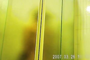 Torrid spy web camera clip of non-professional bulky lusty housewife taking a shower