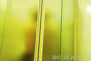 Torrid spy web camera clip of non-professional bulky lusty housewife taking a shower