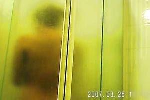 Torrid spy web camera clip of non-professional bulky lusty housewife taking a shower