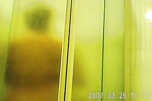 Torrid spy web camera clip of non-professional bulky lusty housewife taking a shower