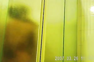 Torrid spy web camera clip of non-professional bulky lusty housewife taking a shower