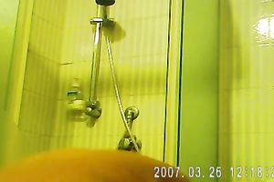 Torrid spy web camera clip of non-professional bulky lusty housewife taking a shower