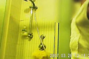 Torrid spy web camera clip of non-professional bulky lusty housewife taking a shower