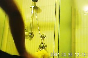 Torrid spy web camera clip of non-professional bulky lusty housewife taking a shower