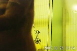 Torrid spy web camera clip of non-professional bulky lusty housewife taking a shower