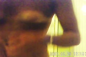 Torrid spy web camera clip of non-professional bulky lusty housewife taking a shower