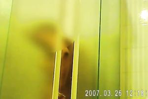 Torrid spy web camera clip of non-professional bulky lusty housewife taking a shower