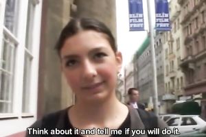 Nerdy dark brown coed is not shy to engulf my hard prick in public