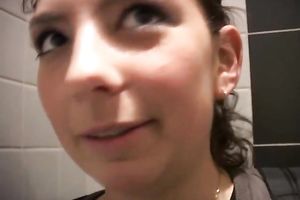 Nerdy dark brown coed is not shy to engulf my hard prick in public