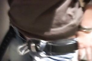 Nerdy dark brown coed is not shy to engulf my hard prick in public