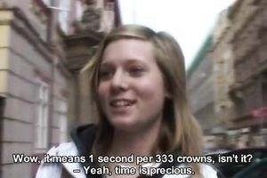 Nerdy dark brown coed is not shy to engulf my hard prick in public