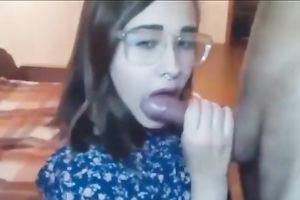 This barefaced coed looks prettier with my dick in her face hole