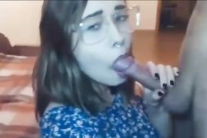This barefaced coed looks prettier with my dick in her face hole