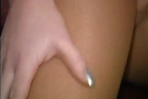 Svelte golden-haired strumpet in hose teasing on camera