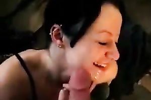 Black haired incredibly hungry for ball cream nympho gives a great oral-sex