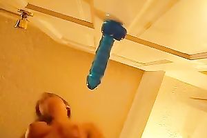 Lewd hottie with nice bum was willing to use her biggest blue sextoy